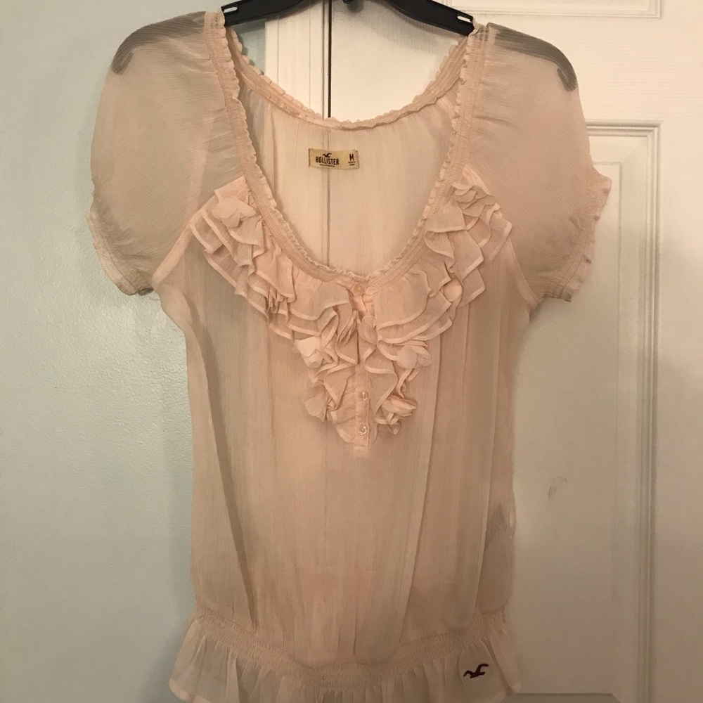 Hollister pink sheer silky top